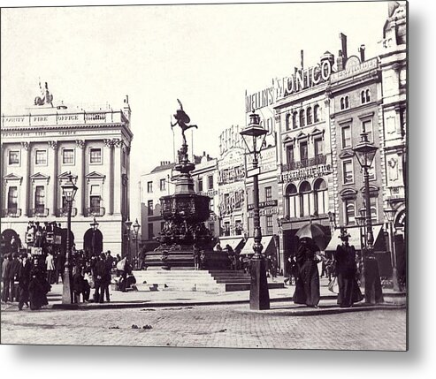Piccadilly Circus Metal Print featuring the photograph Eros Statue by Otto Herschan Collection