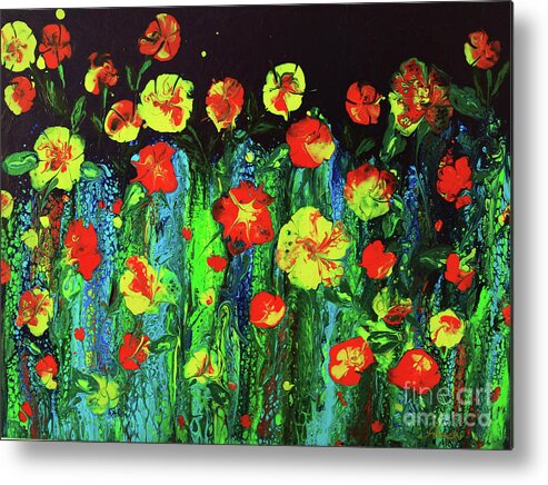 Evening Metal Print featuring the painting Evening Flower Garden by Jeanette French