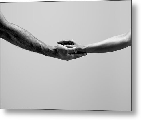 Young Men Metal Print featuring the photograph Female And Male Hands by Jonathan Knowles