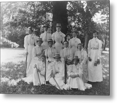 Sport Metal Print featuring the photograph Female Cricket Team by General Photographic Agency