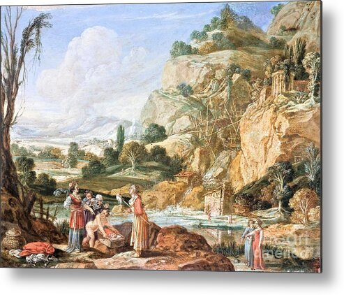 Uspd: Reproduction Metal Print featuring the painting Finding of Moses by Thea Recuerdo