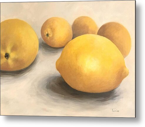 Lemon Metal Print featuring the painting Five Lemons by Torrie Smiley