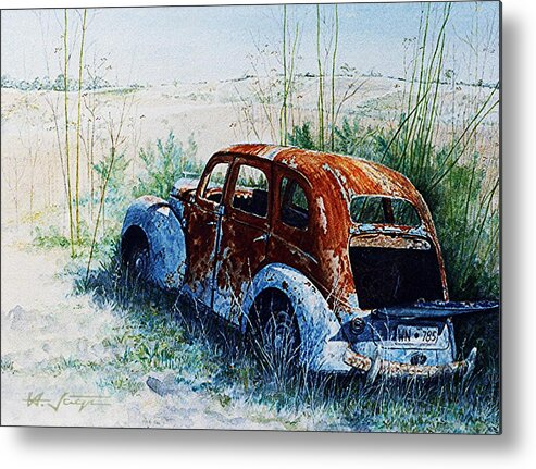 Car Metal Print featuring the painting Forgotten. . . by Hartmut Jager