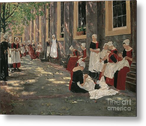 Oil Painting Metal Print featuring the drawing Free Period In The Amsterdam Orphanage by Heritage Images