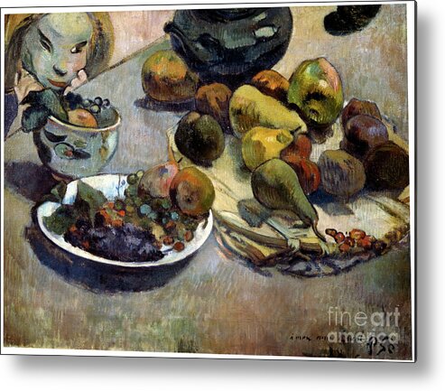 Paul Gauguin Metal Print featuring the drawing Fruit, 1888. Artist Paul Gauguin by Heritage Images
