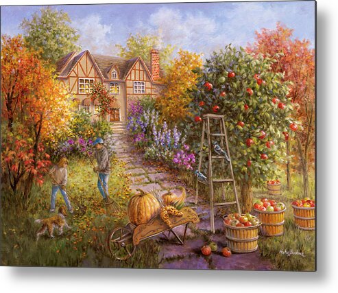Gathering Fall Metal Print featuring the painting Gathering Fall by Nicky Boehme