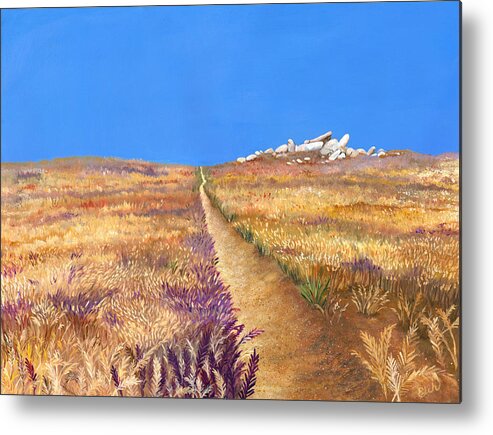 Gold Metal Print featuring the painting Golden Fields by Elizabeth Mordensky