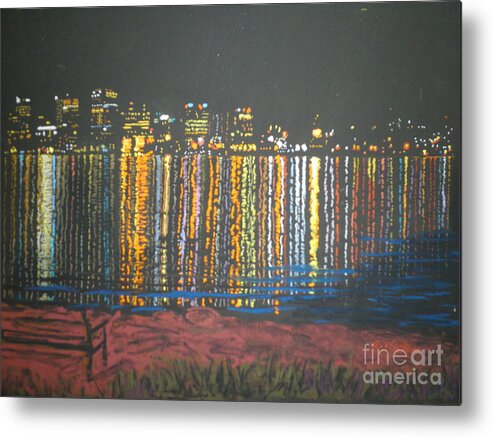 Pastels Metal Print featuring the pastel Halifax at Night by Rae Smith PAC
