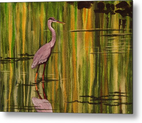 Animal. Abstract Metal Print featuring the painting Heron Drip by Heidi E Nelson