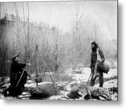 Hunting Metal Print featuring the photograph Hunting Deer Old West Miners Cooking 1888 by Doc Braham