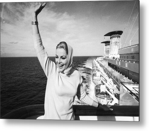 People Metal Print featuring the photograph Italian Actress Virna Lisi Abord Of by Keystone-france