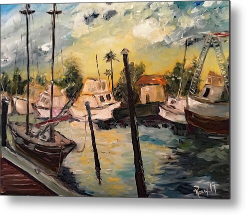 Harbor Metal Print featuring the painting Jeannes Harbor by Roxy Rich