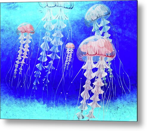 Marine Life Metal Print featuring the digital art Jelly Bells by Sandra Selle Rodriguez