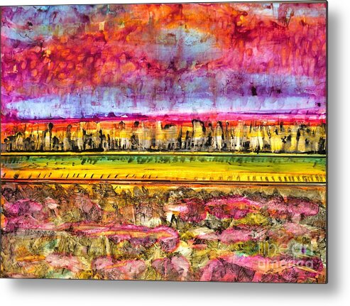 Abstract Metal Print featuring the painting Kansas Plains Abstract Painting by Patty Donoghue
