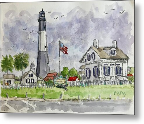 Lighthouse Metal Print featuring the painting Lighthouse at Tybee Island by Ralph Papa