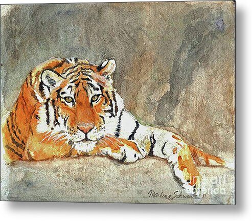Tiger Metal Print featuring the painting Lord of the Jungle by Marlene Schwartz Massey