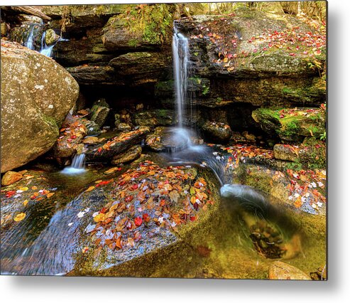 Diana's Baths; New Hampshire; New England; Waterfall; Falls; Autumn; Fall; Season; Color; Colorful; Leaves; Rocks; Romantic; Love; Heart; Beat; Relationship; Tender; Emotion; Desire; Landscape; Rob Davies; Photography; Conway; No Person Metal Print featuring the photograph Love Heart by Rob Davies