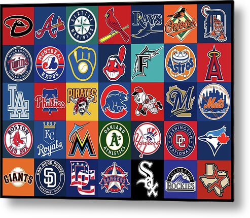 Mlb Metal Print featuring the mixed media Major League Baseball Background Logo Teams by Movie Poster Prints