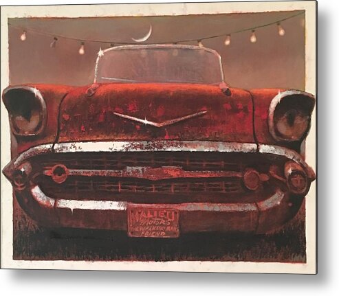'57 Chevy Metal Print featuring the painting Moon Over Malibu by Blue Sky