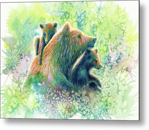 Mother Grizzly Bear Metal Print featuring the painting Mother Grizzly Bear by Michelle Faber