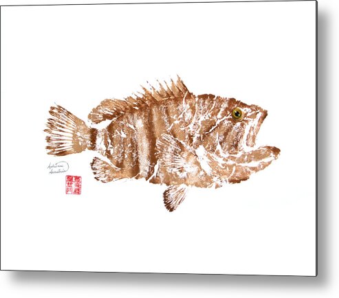 Grouper Metal Print featuring the painting Mystic Grouper - Brown by Adrienne Dye