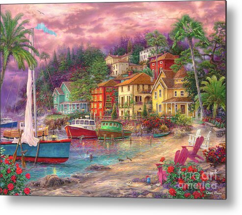 European Metal Print featuring the painting On Golden Shores by Chuck Pinson
