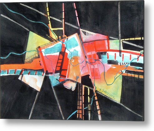 Abstract Painting Metal Print featuring the painting On The Wrong Track by Edie Schneider