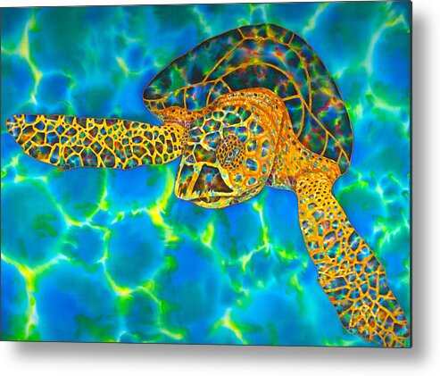 Turtle Metal Print featuring the painting Opal Sea Turtle by Daniel Jean-Baptiste