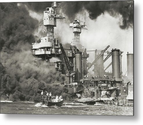 People Metal Print featuring the photograph Pearl Harbor Being Attacked by Bettmann