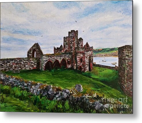 Castle Metal Print featuring the painting Peel Castle, Isle of Man by C E Dill