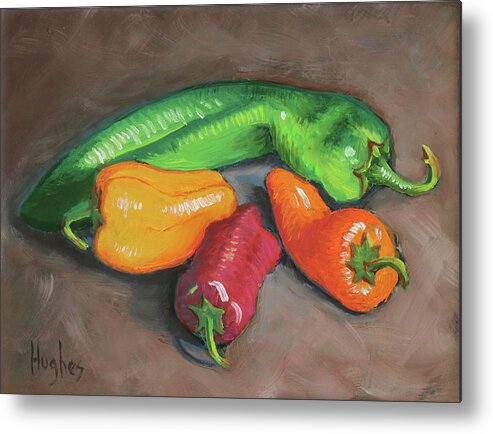 Pepper Metal Print featuring the painting Peppers by Kevin Hughes