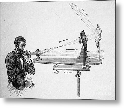 Alexander Graham Bell Metal Print featuring the drawing Photophone By Alexander Graham Bell by Heritage Images