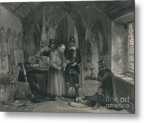 Engraving Metal Print featuring the drawing Plunder Of Monasteries by Print Collector