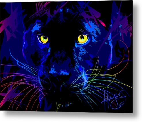 Black Cat Metal Print featuring the painting pOpCat Black Panther by DC Langer