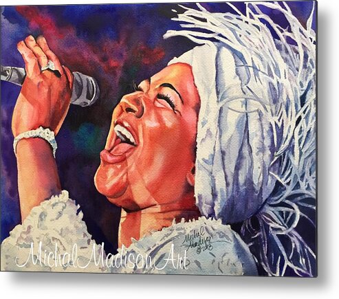 Aretha Franklin Metal Print featuring the painting Queen of Soul by Michal Madison