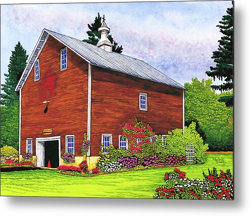 Remsen Metal Print featuring the painting Remsen - The Old Barn by Thelma Winter