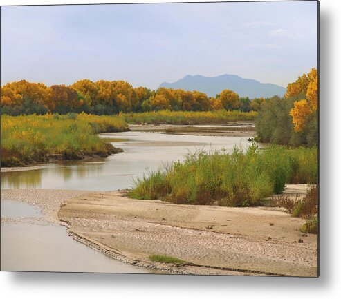 Scenics Metal Print featuring the photograph Rio Grande And Cottonwoods In Autumn by Duckycards