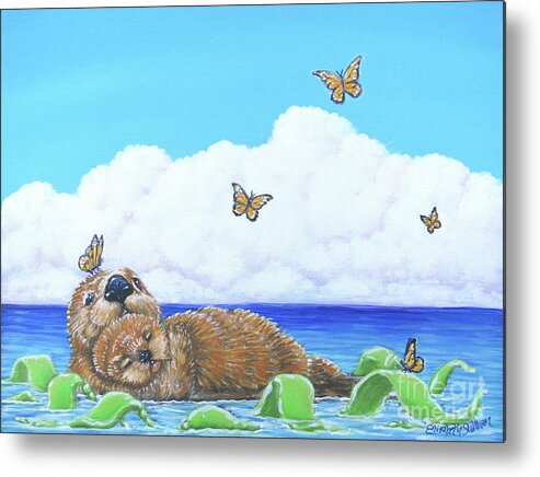 Sea Otter Metal Print featuring the painting Safe and Sound by Elisabeth Sullivan