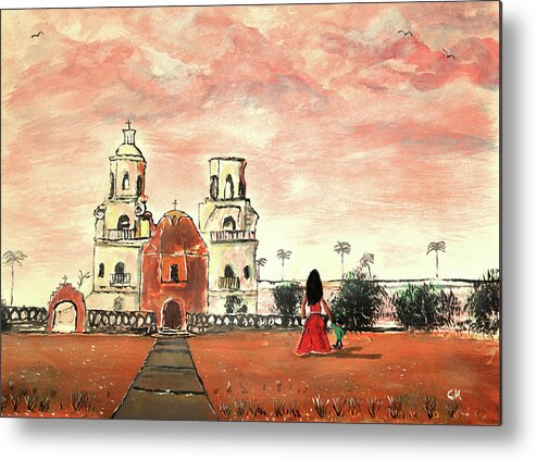 Tucson Metal Print featuring the painting San Xavier Mission del Bac Mother and Child by Chance Kafka