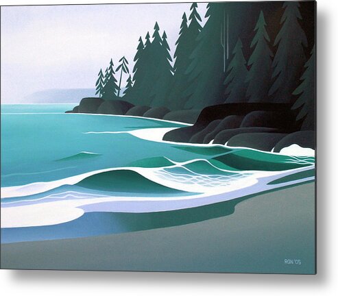 Beach Metal Print featuring the painting Sandy Cove by Ron Parker