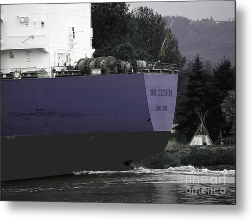 Ship Metal Print featuring the photograph Ship 2 on the Columbia River by Rich Collins