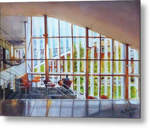 Architecture Metal Print featuring the painting Singh Center for Nanotechnology, University of Pennsylvania by Henrieta Maneva