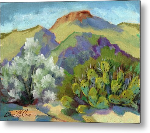Smoke Tree Metal Print featuring the painting Smoke Tree and Prickly Pear Cactus by Diane McClary