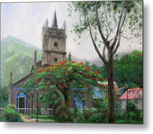 Saint Lucia Metal Print featuring the painting Soufriere by Jonathan Gladding