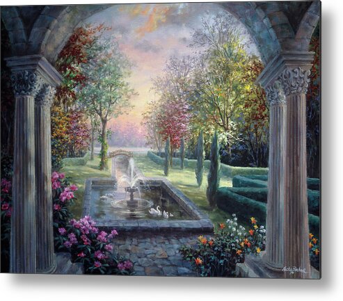 Soulful Mediterranean Tranquility Metal Print featuring the painting Soulful Mediterranean Tranquility by Nicky Boehme
