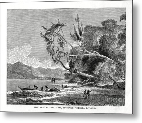 Engraving Metal Print featuring the drawing St Nicolas Bay, Brunswick Peninsula by Print Collector