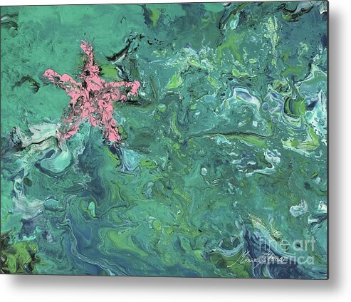 Abstract Art Metal Print featuring the painting Starfish saluting by Monica Elena