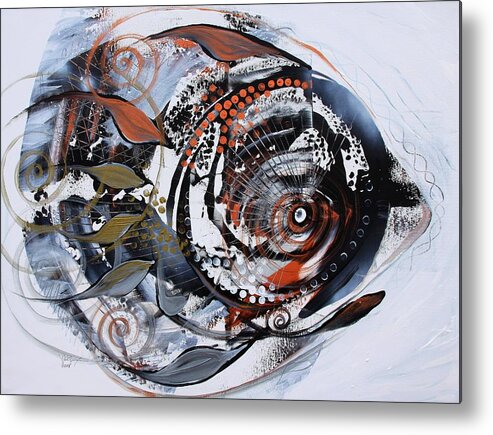 Steampunk Metal Print featuring the painting Steampunk Metallic Fish by J Vincent Scarpace
