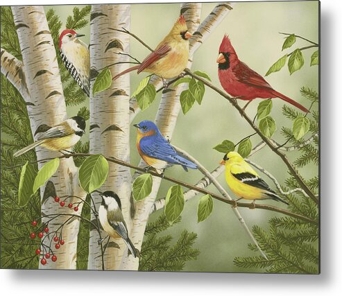 Birds Metal Print featuring the painting Summer Friends by William Vanderdasson
