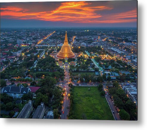 Event Metal Print featuring the photograph Sunset Of Phra Pathom Chedi by Peerakit Jirachetthakun